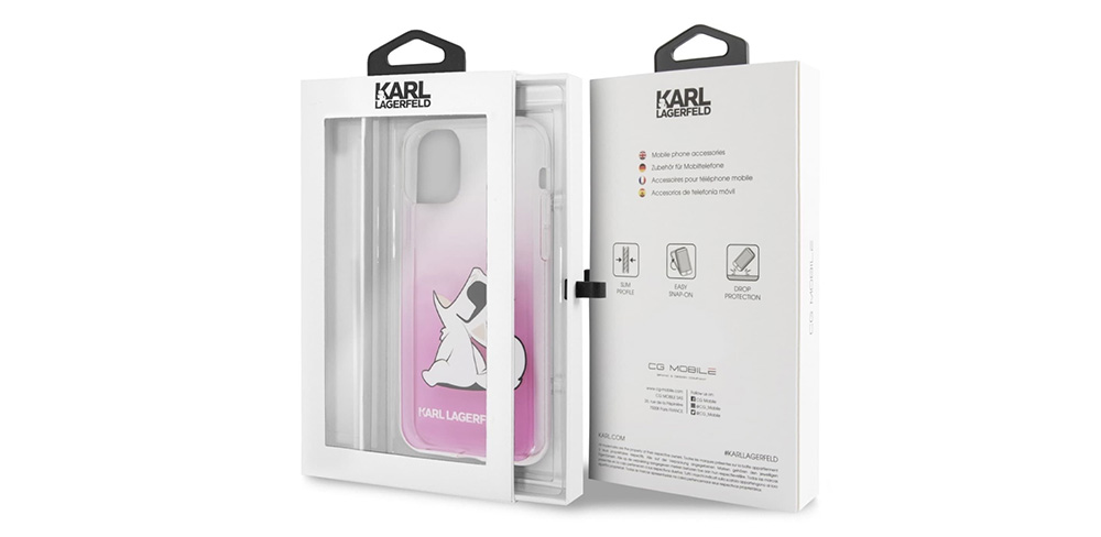 Чехол-накладка-Lagerfeld-Choupette-Fun-Hard-для-iPhone-12-Pro,-полиуретан-поликарбонат,-розовый
